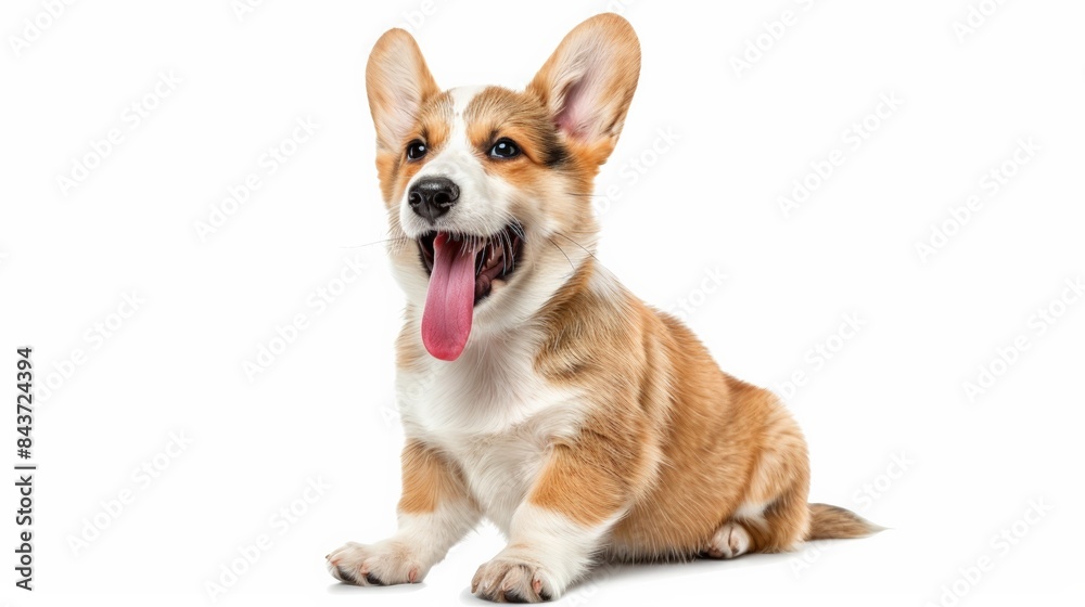 Adorable Corgi dog with big ears and happy expression isolated on white background Adorable Corgi dog with big ears and happy expression isolated on white background