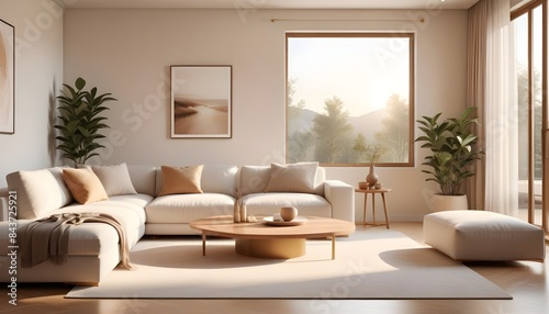 Photo interior modern design room 3D illustration