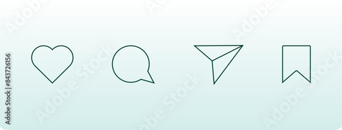 Instagram social media icons, Like, comment, share and save icons. social media network flat icon set for Meta Minimal ui editable vector eps in stroke and outline for mobile and web app