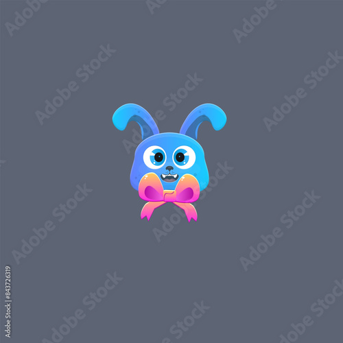 Magic Blue Cute Dog Character Glossy Sub Bit Badge Streamer Graphics Games UI Bow Emblem Twitch Game Icon Isolated Vector Design