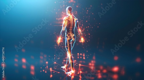 Futuristic human body with glowing connections representing digital health