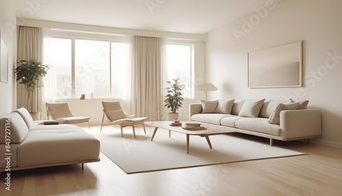 Photo interior modern design room 3D illustration