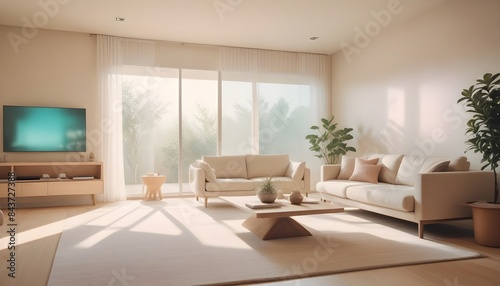 Photo interior modern design room 3D illustration