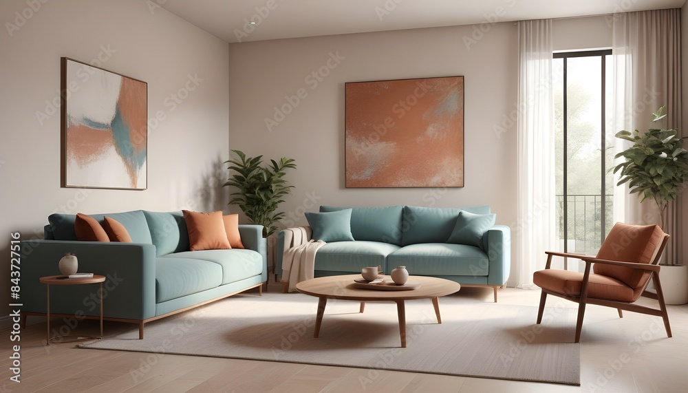 Photo interior modern design room 3D illustration Photo interior modern design room 3D illustration