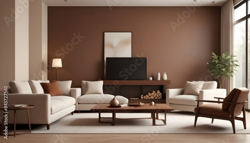 Photo interior modern design room 3D illustration