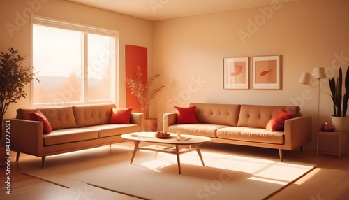 Photo interior modern design room 3D illustration