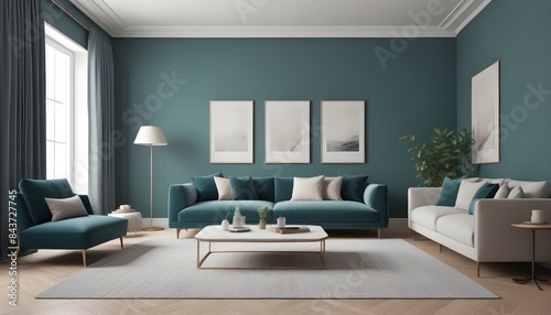 Photo interior modern design room 3D illustration