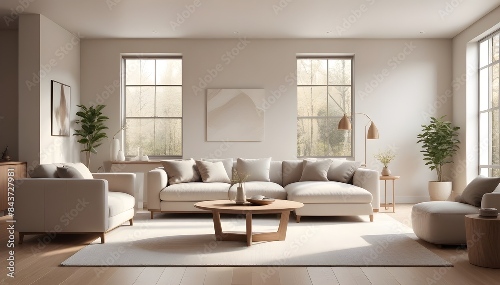 Photo interior modern design room 3D illustration