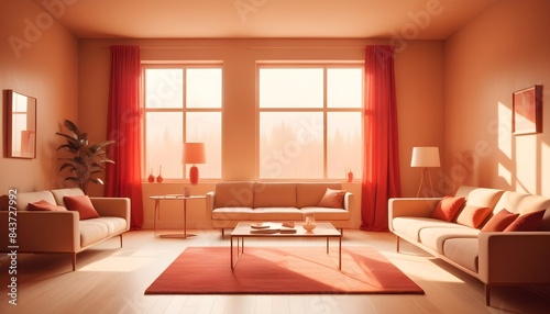 Photo interior modern design room 3D illustration