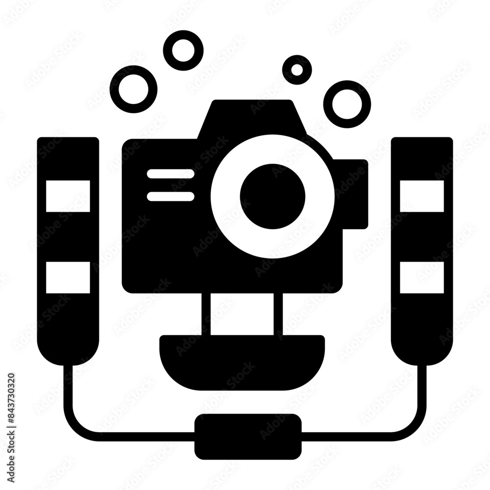 underwater camera icon. black fill icon underwater camera icon. black fill icon