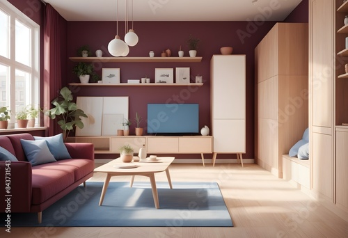 Photo modern style conceptual interior room 3d illustration