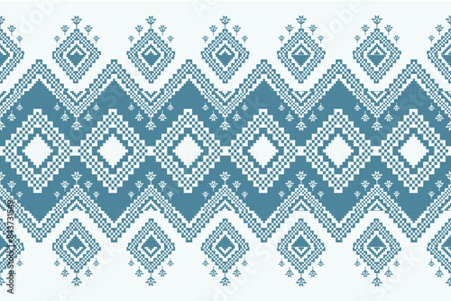 Geometric,thai pattern. seamless ,Traditional ethnic,thai pattern, fabric pattern for textiles,rugs, wallpaper, clothing, sarong, batik,wrap,embroidery,print, background,cover,vector illustration,blue