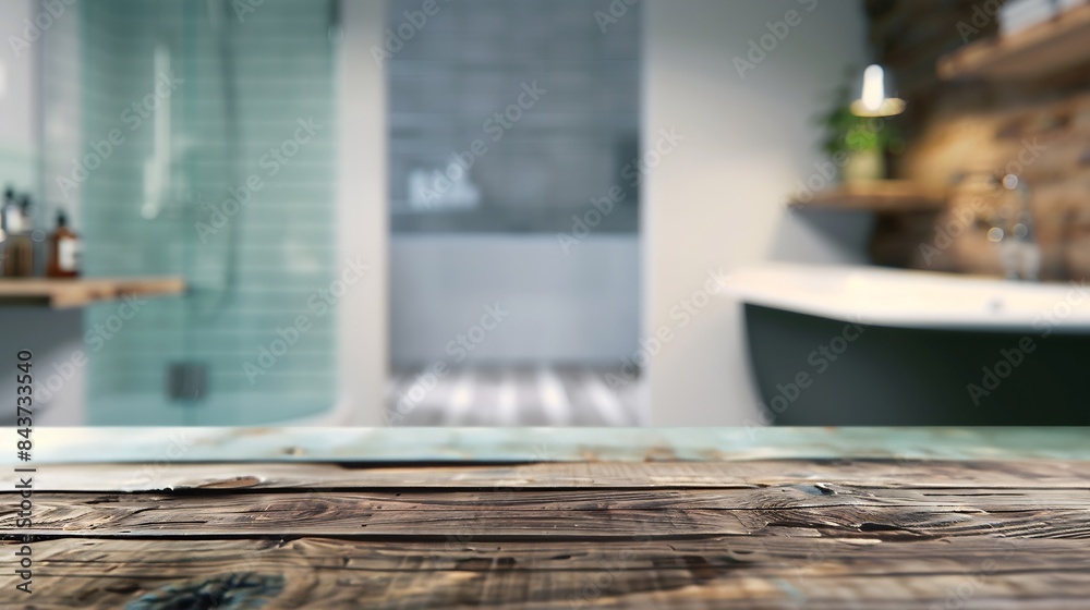 Table Top And Blur Bathroom Of The Background : Generative AI Table Top And Blur Bathroom Of The Background : Generative AI