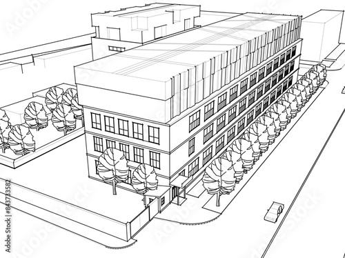 architectural drawing 3d vector illustration