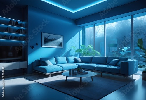 Photo modern style conceptual interior room 3d illustration