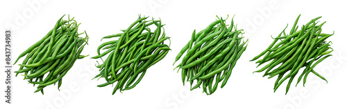 Fresh green beans isolated on a transparent background.