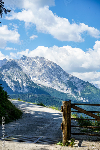 mountain view with a fence