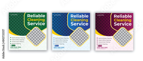 Cleaning service social media post banner template. Home Cleaning social media post banner. office, home and hotel cleaning social media post banner. Cleaning service marketing post banner design