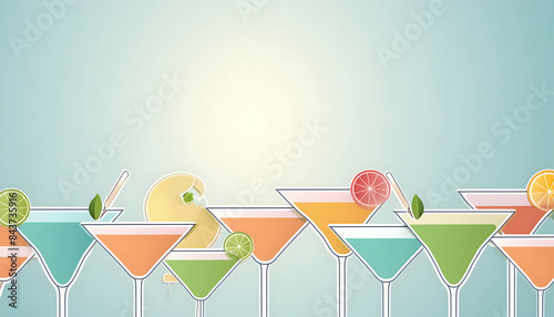 Smooth, Perfectly Clean Cocktails party for graphic backgrounds on digital art concept, Generative AI