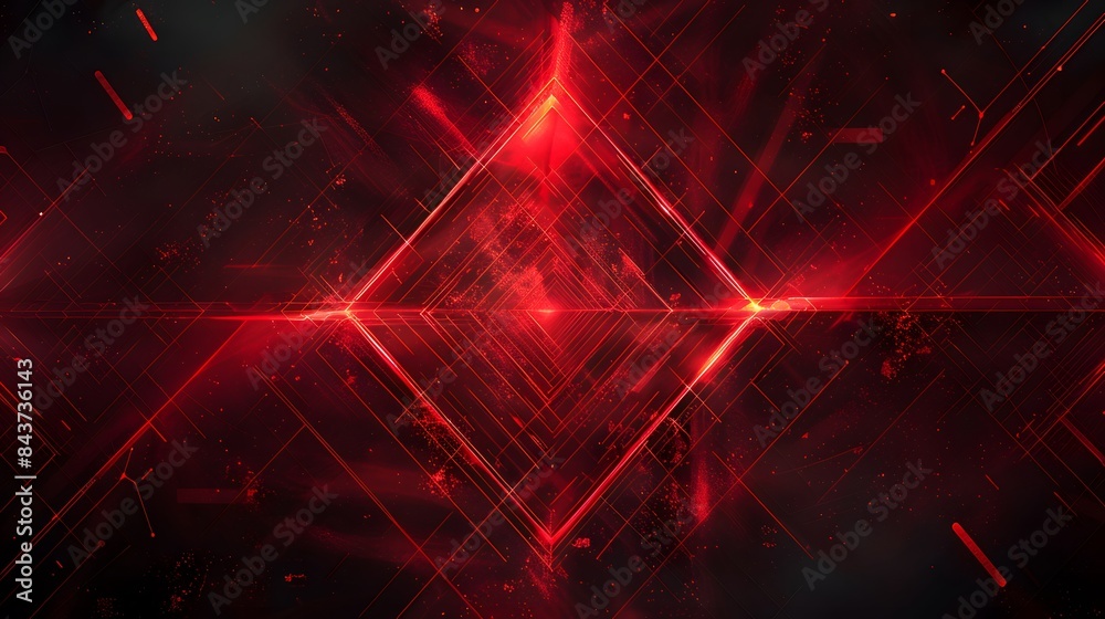Abstract red geometric pattern with diamond shape and light effects, perfect for backgrounds, wallpapers, or digital designs.