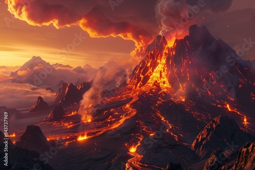 volcano mountain eruption by generative ai