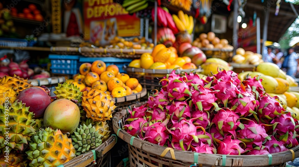 Exotic Fruits at a Bustling Market