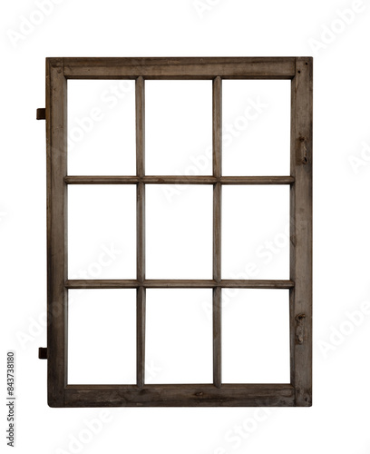 old wooden window frame on white, isolated