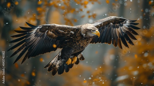 Soaring eagle against a mountain backdrop majestic, freedom, predator, bird, wildlife