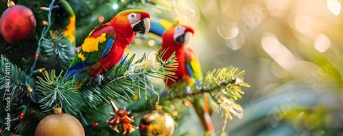 Colorful Tropical Parrots D...