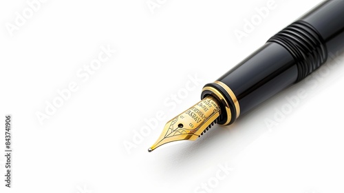 Close-up of fountain pen isolated on a white background