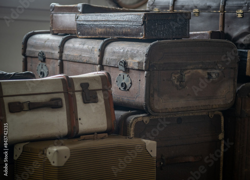 Photography the old  suitcases on old-timer car
