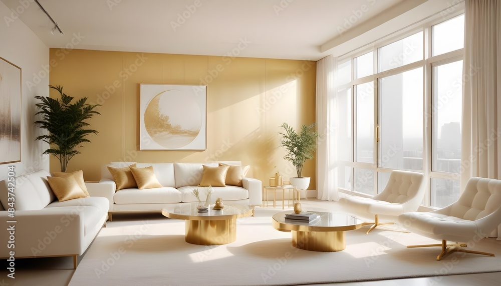 white and gold theme modern interior
