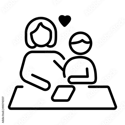 Get this linear style icon of mom teaching 