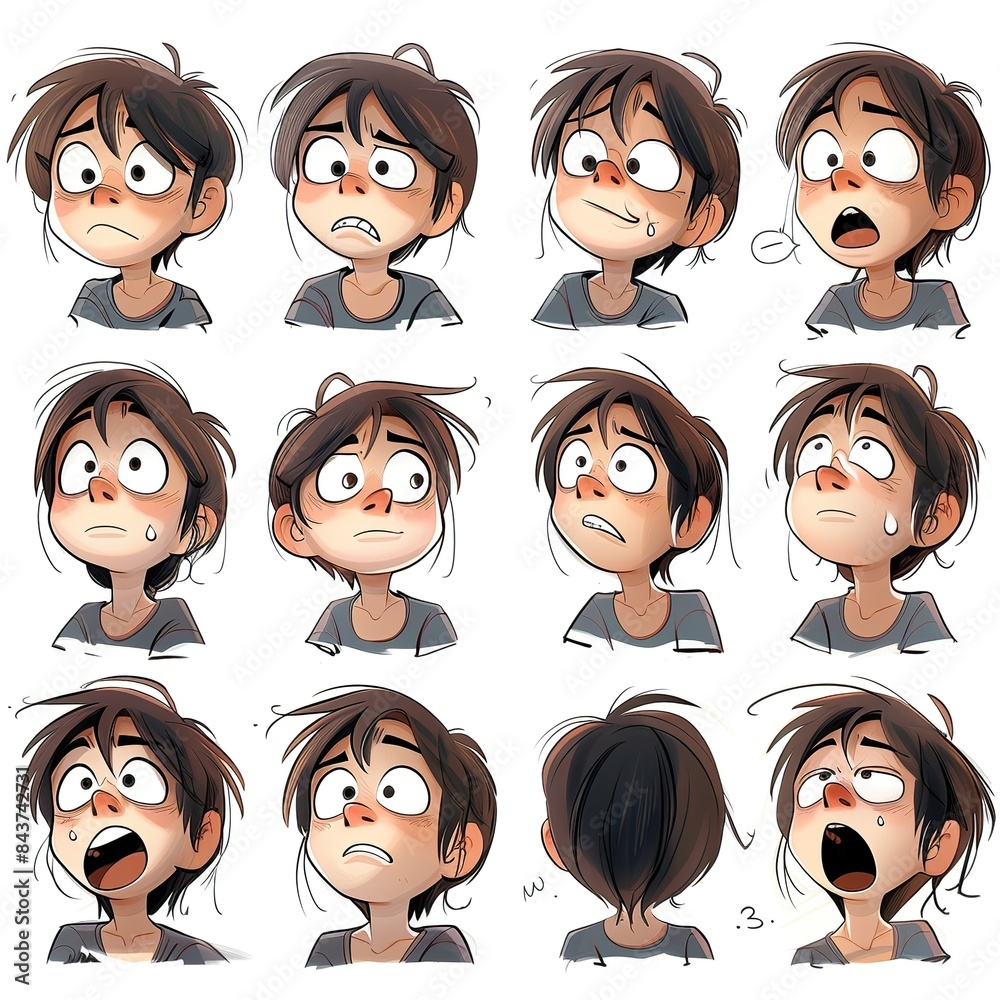 Cartoon Boys with Varied Emotions and Expressions. Cartoon Boys with Varied Emotions and Expressions.