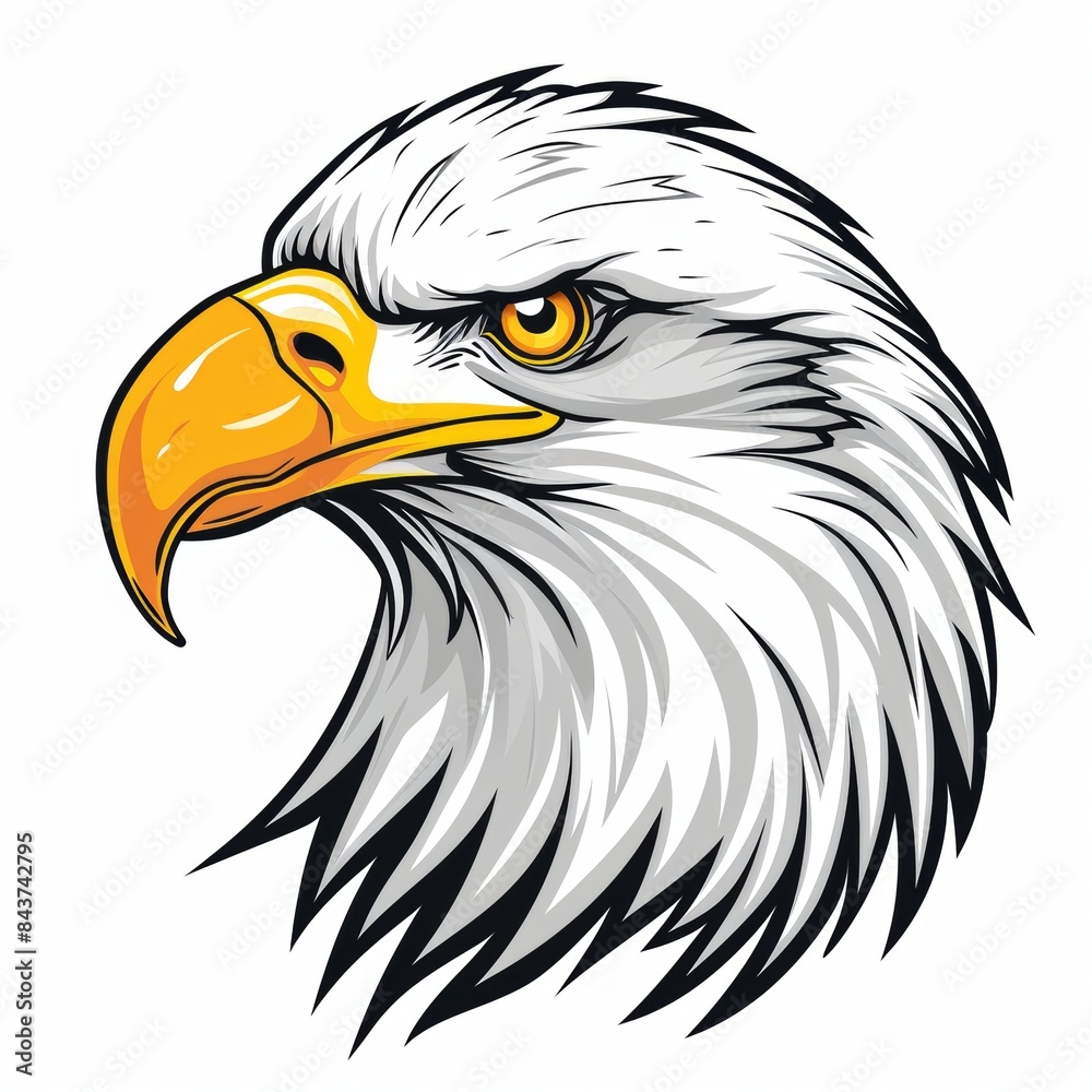 Vector clipart illustration portrait of a bald eagle.