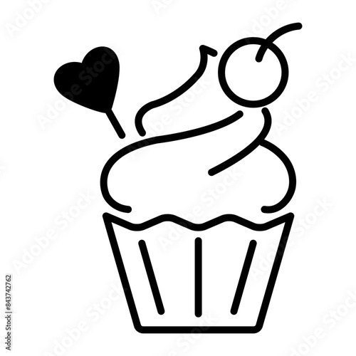 Handy line style icon of a cupcake 