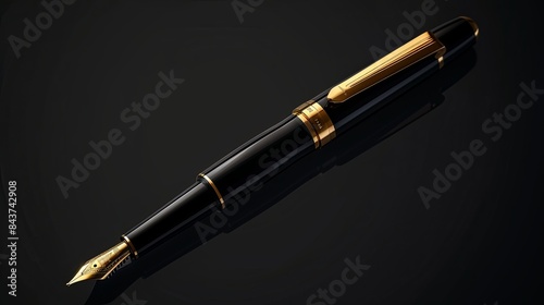 Fountain pen with clipping path on black background