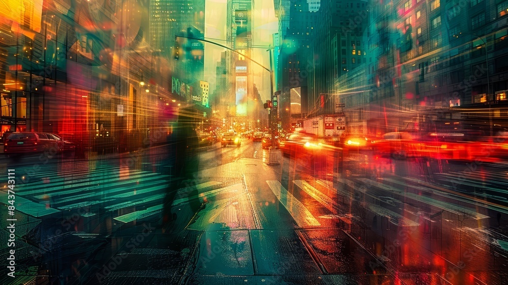 Obraz premium Generate an image portraying the thrill of a journey through downtown