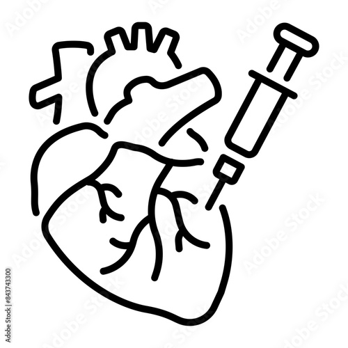 A handy line icon of intracardiac injection photo