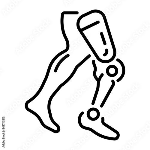 An editable line icon of prosthetic leg 
