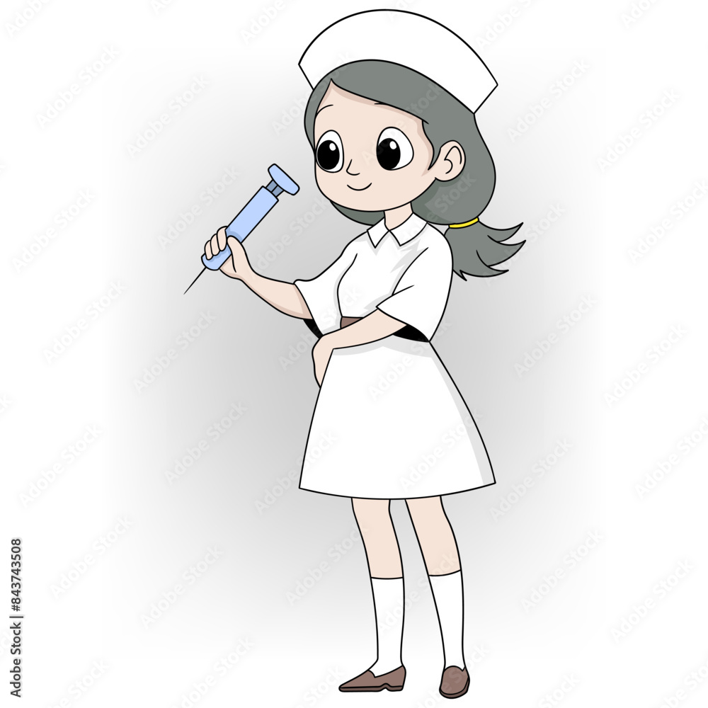 care and health worker, smiling friendly nurse girl ready to inject vaccine care and health worker, smiling friendly nurse girl ready to inject vaccine