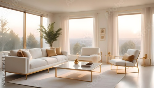 white and gold theme modern interior