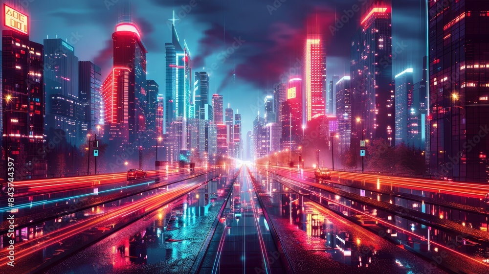 Generate an image showcasing the futuristic aesthetic of a cityscape Generate an image showcasing the futuristic aesthetic of a cityscape