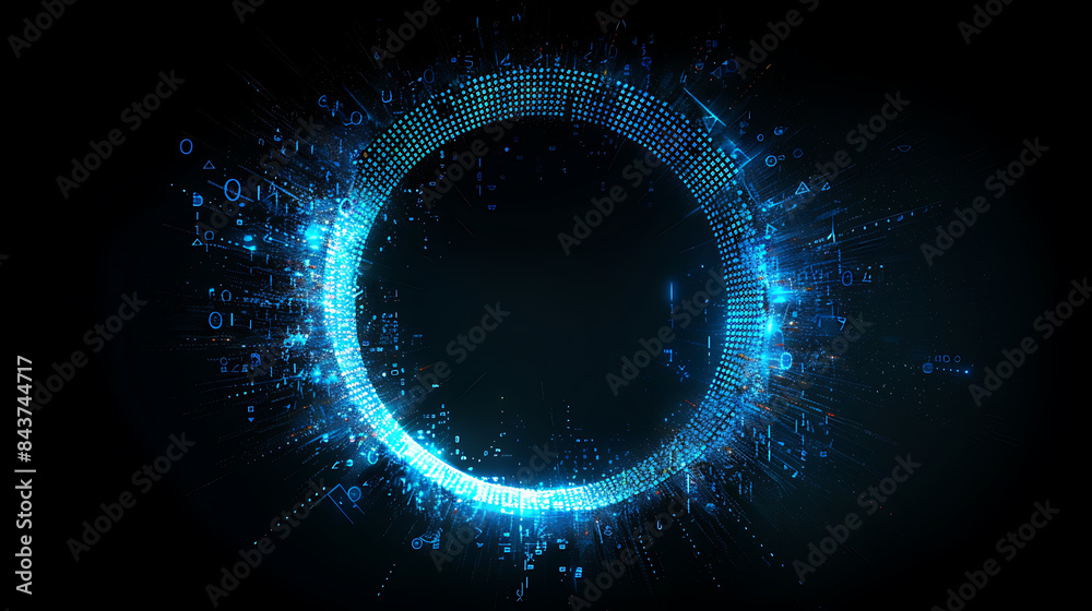 Digital Matrix Circle with Binary Code Digital Matrix Circle with Binary Code