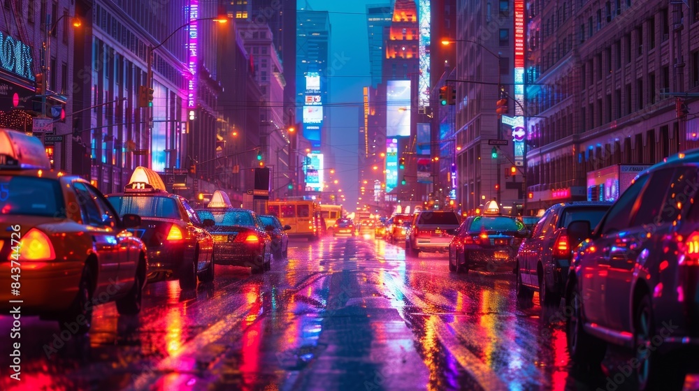 Generate an image showcasing the lively spirit of downtown Generate an image showcasing the lively spirit of downtown
