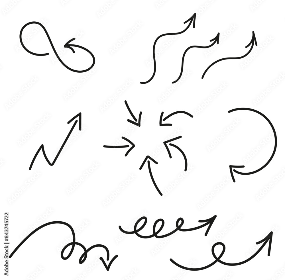 Arrows Set Hand drawn vector icons, Cursor. Sketch simple arrows illustration Arrows Set Hand drawn vector icons, Cursor. Sketch simple arrows illustration