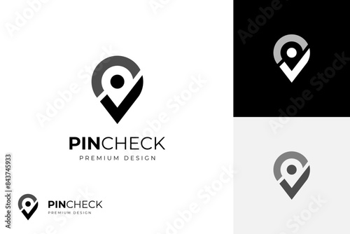 signpost Trusted logo icon design with pin tick and people simple graphic design concept