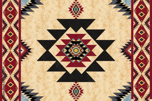 Bilde på lerret Geometric pattern rugs are suitable for a variety of decorating styles, including modern, minimalist, and even contemporary decorating