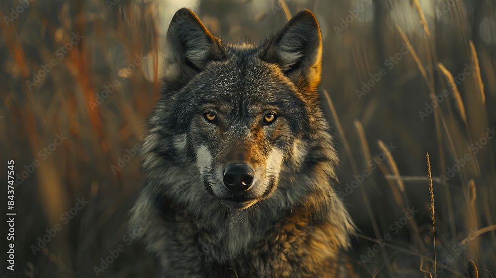 Cinematic Hyper-Realistic Portrait of a Wild Wolf in Natural Habitat Cinematic Hyper-Realistic Portrait of a Wild Wolf in Natural Habitat