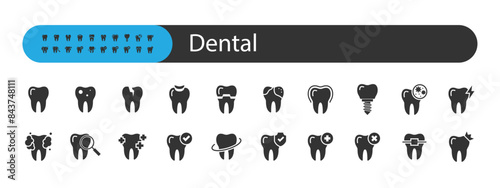 set of dental icons, dentist, teeth, oral care